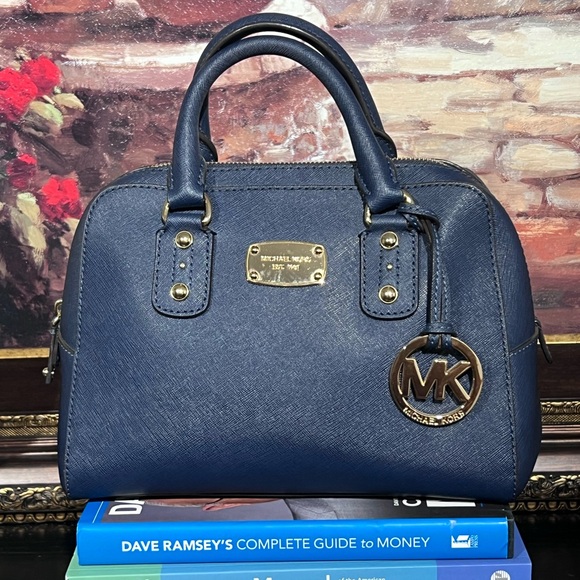 Michael Kors Blue Leather Dome Satchel - Picture 3 of 11